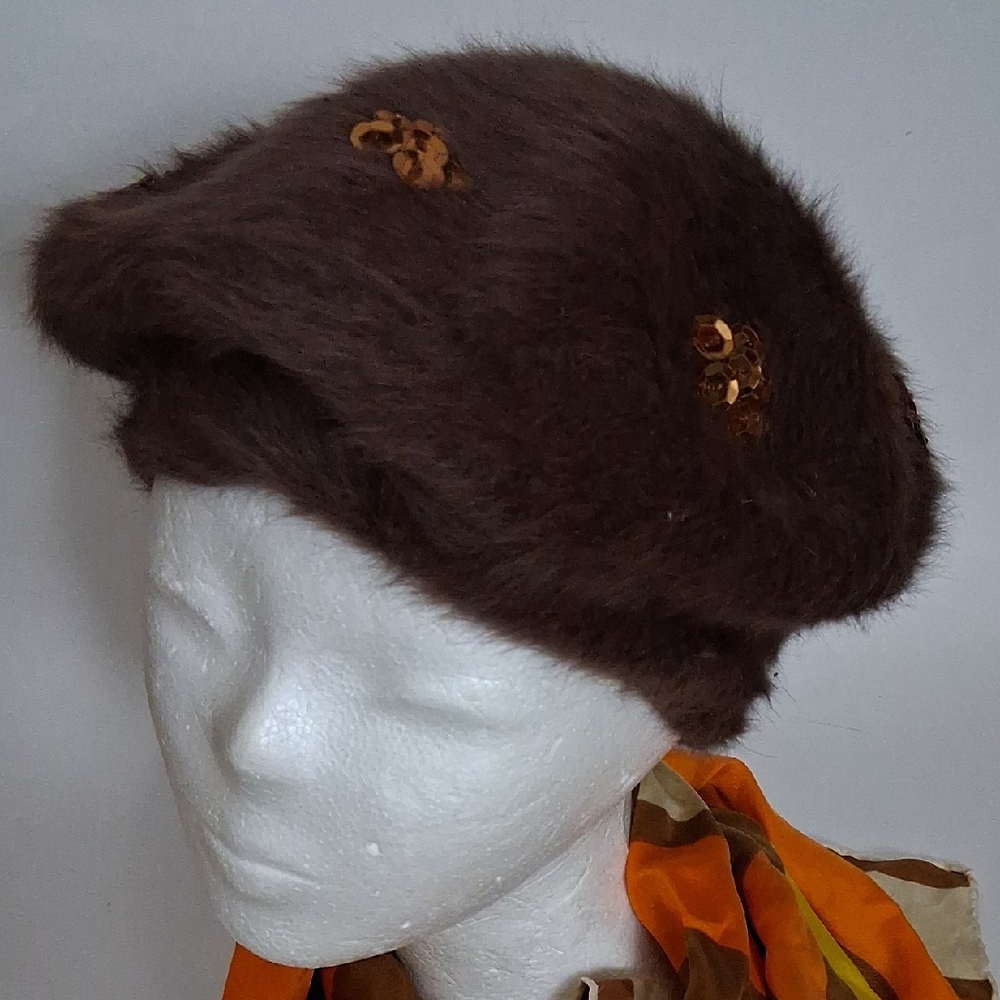 Angora Beret with Sequins